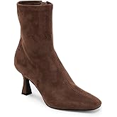 Coutgo Womens Kitten Heel Ankle Boots Square Toe Side Zipper Dressy Booties Fall Shoes