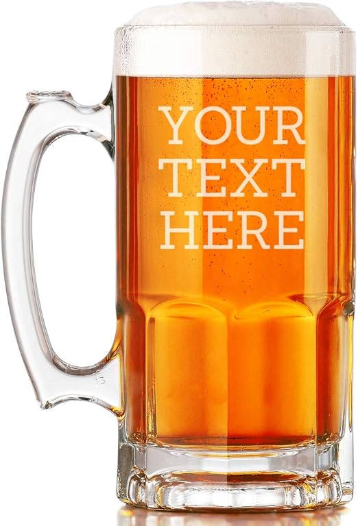 Personalized Etched Custom Message 16oz Glass Beer Mug Beer Mugs Steins Kolenik Kitchen Dining