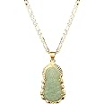 kelistom 18K Gold Plated Green GUANYIN Buddha Pendant Necklace for Women Men Buddhist Ornament Maitreya Buddha Amulet Hinduism 3MM Flat Figaro Necklace Chain