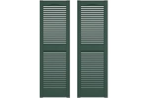 Builders Edge 14.5 in. W x 72 in. H Builders Edge, Standard Cathedral Top Center Mullion, Open Louver Shutters, Includes Matching Installation Spikes (Per Pair), 028 - Forest Green