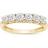 SAVEARTH DIAMONDS 925 Sterling Silver 0.60 Carat 3MM Round Cut Moissanite Lab Created Diamond Half Eternity Wedding Band Jewelry for Women