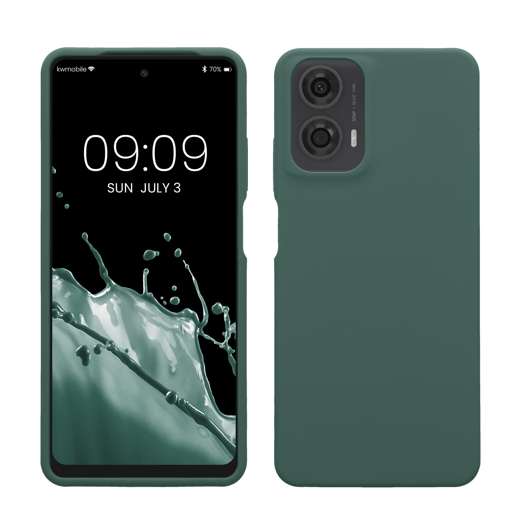 kwmobile Case for Motorola Moto G24 / E14 / G04 / G04s Case - Soft Cover - Shockproof Silicone - Wireless Charging Forest Green — image 1