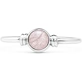 Koral Jewelry Round Rose Quartz Delicate Ring 925 Sterling Silver Ethnic Vintage Tribal Gipsy Boho Look