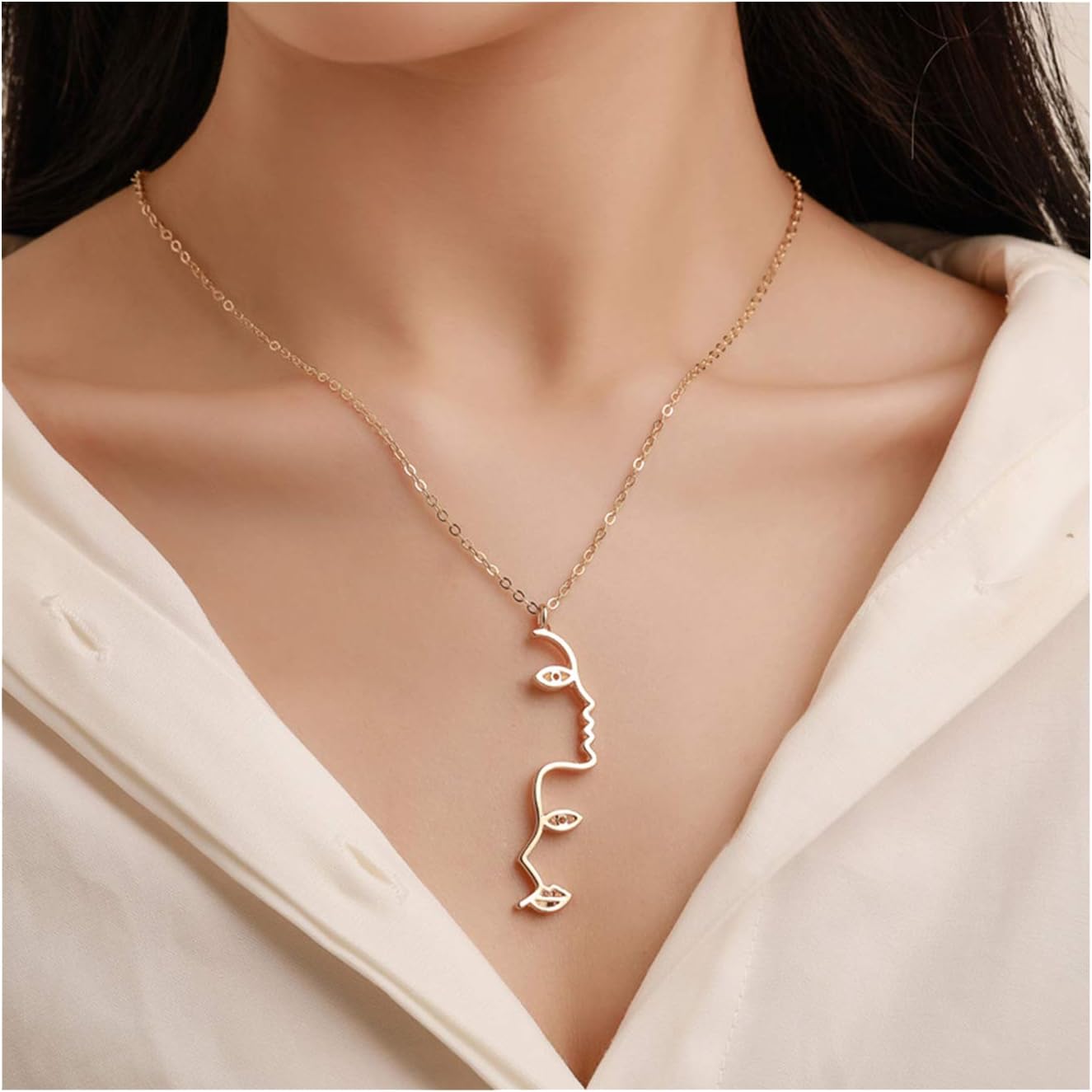 Abstract Earrings, Face Earrings Necklace Set for Women Picasso Artsy Earrings Dangle Quirky Earrings