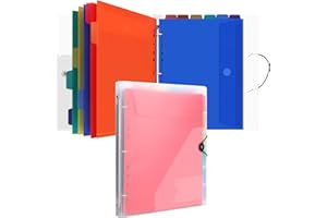 Uquelic Document Binder Organizer, Folio Document Organizer with 12 Pockets, Flexible 3 Ring Folder Letter Size/A4 Trapper Keeper, Life Binder for Paper, Files, Photos, Letters, Cards(Clear)