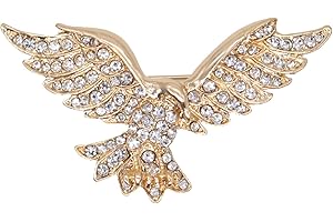 ABJFJE Elegant Crystal Eagle Brooch Gold Plated Sparkling Rhinestone Corsage Suit Jacket Brooch Pin Fashion Jewelry for Men Husband Gifts (Gold)
