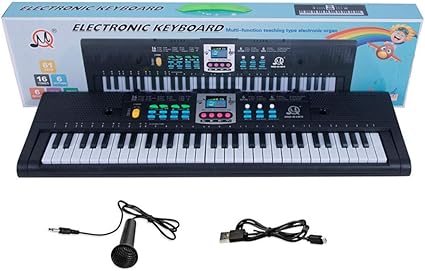 Amazon Bestfire 子供用 電子キーボード 電子ピアノ 電子オルガン 61鍵盤 マイク付属 多機能 高音質 16音色 乾電池式 充電式 キッズピアノ玩具 初心者 A型 ピアノ キーボード 楽器