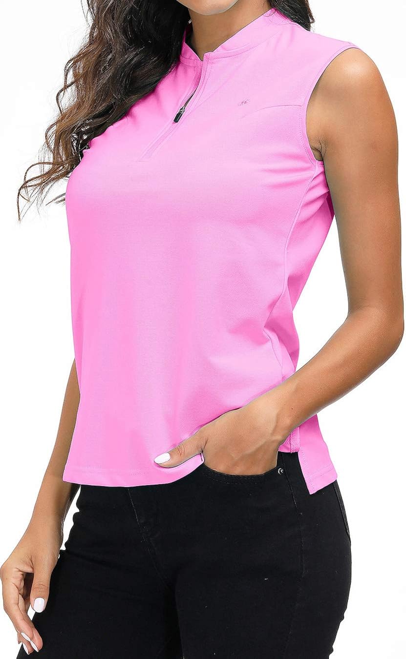 AIRIKE Golf Polo Shirts for Women Slim Fit Woman Sleeveless Sports Shirts Quick Dry Athletic Tank Tops for Tennis Work: Clothing