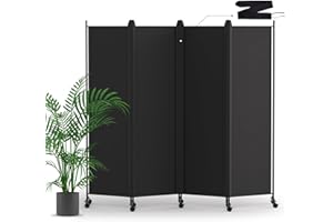 CRUDATE Room Divider 4 Panel, Folding Floor Room Dividers Privacy Screens 88''W x 70''H Room Partition Portable Wall, Tempora