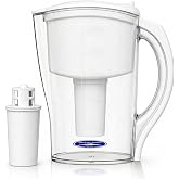 Crystal Quest Water Filter Pitcher, 6 Stages, 2000 Gallons, Standard(Smart) | 12 Cups capacity meets NSF Standard 42, includes 1 long-life filter, smart lid design, White