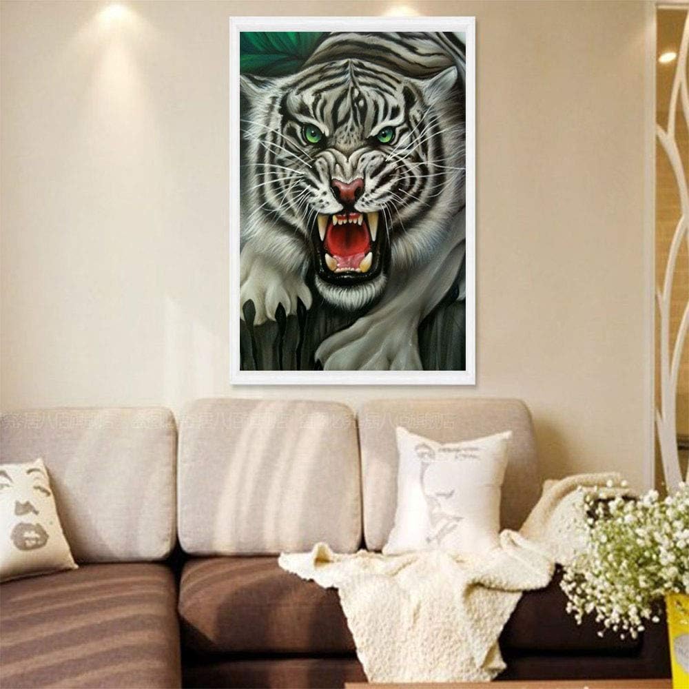 EOBROMD Kit Diamond Painting 5D – Tigre Con Fiori, 30x40cm, Completo Di Strass Per Adulti E Bambini