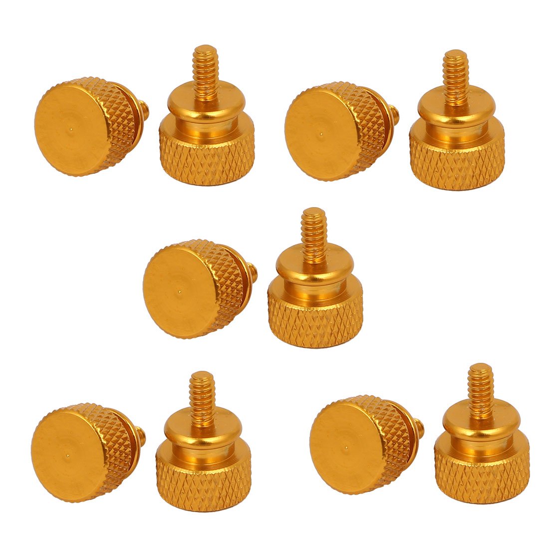 Sourcingmap Computer PC Case 6#-32 Fully Threaded Knurled Thumb Screws Gold Tone 10pcs