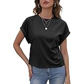 Womens Summer Crop Tops Cap Sleeve Tshirt Summer Crew Neck Solid Color Shirts