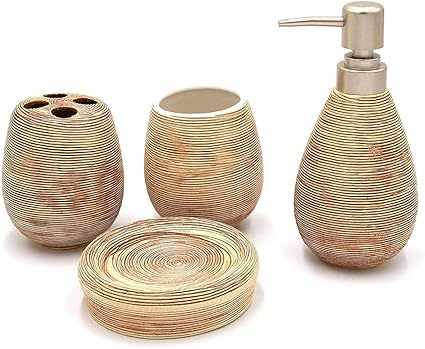 Rocita Badezimmer-Set aus Keramik, 4-teilig, Seifenspender