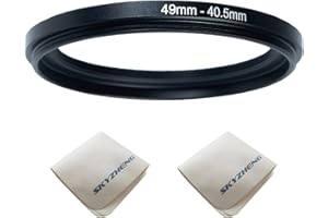 SKYZHENG 49mm lens to 40.5mm Camera Lens Adapter 49mm to 40.5mm Step Down Ring Adapter Ring for all brands of UV ND CPL, with premium lens wiping cloth 2 pack (49mm-40.5mm)