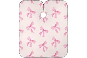 Burbuja Pink Bow Barber Cape, Hair Cutting Cape with Adjustable Neckline Waterproof Polyester Salon Barber Cape for Unisex Adult