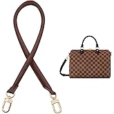 KIYOMIL Bag Genuine Vachetta Leather Shoulder Short Strap Replacement Fit for Graceful Damier or Speedy 25 30 35 Handbag Straps (Length:27.5in-COFFEE)