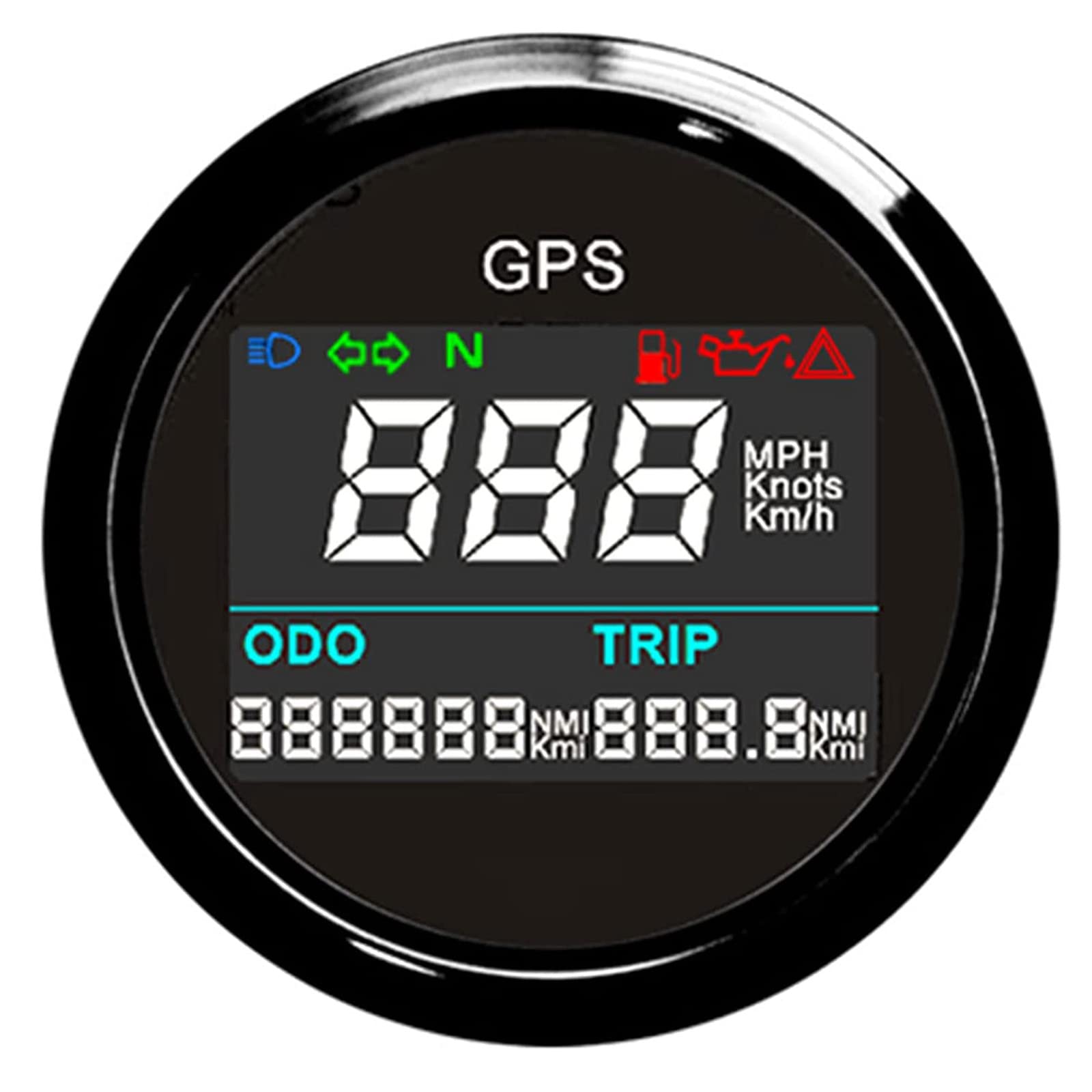 GPS Speedometer Odometer, 52mm Digital Waterproof Adjustable Speed Gauge for Car Boat Motorcycle Truck (Black)