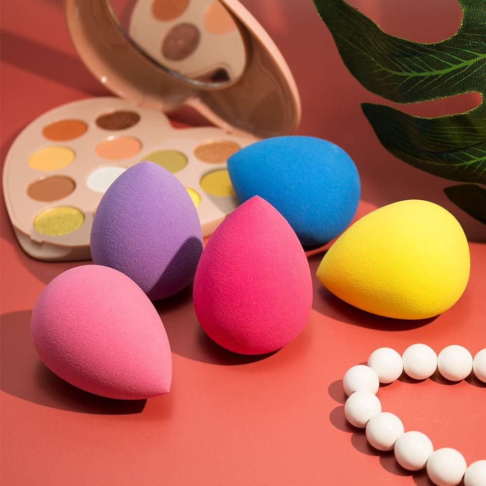 BEAKEY 5 Pcs Makeup Sponge Set Blender Beauty Foundation Blending Sponge, Flawless for Liquid, Cream, and Powder, Multi-colored Makeup Sponges : Beauty