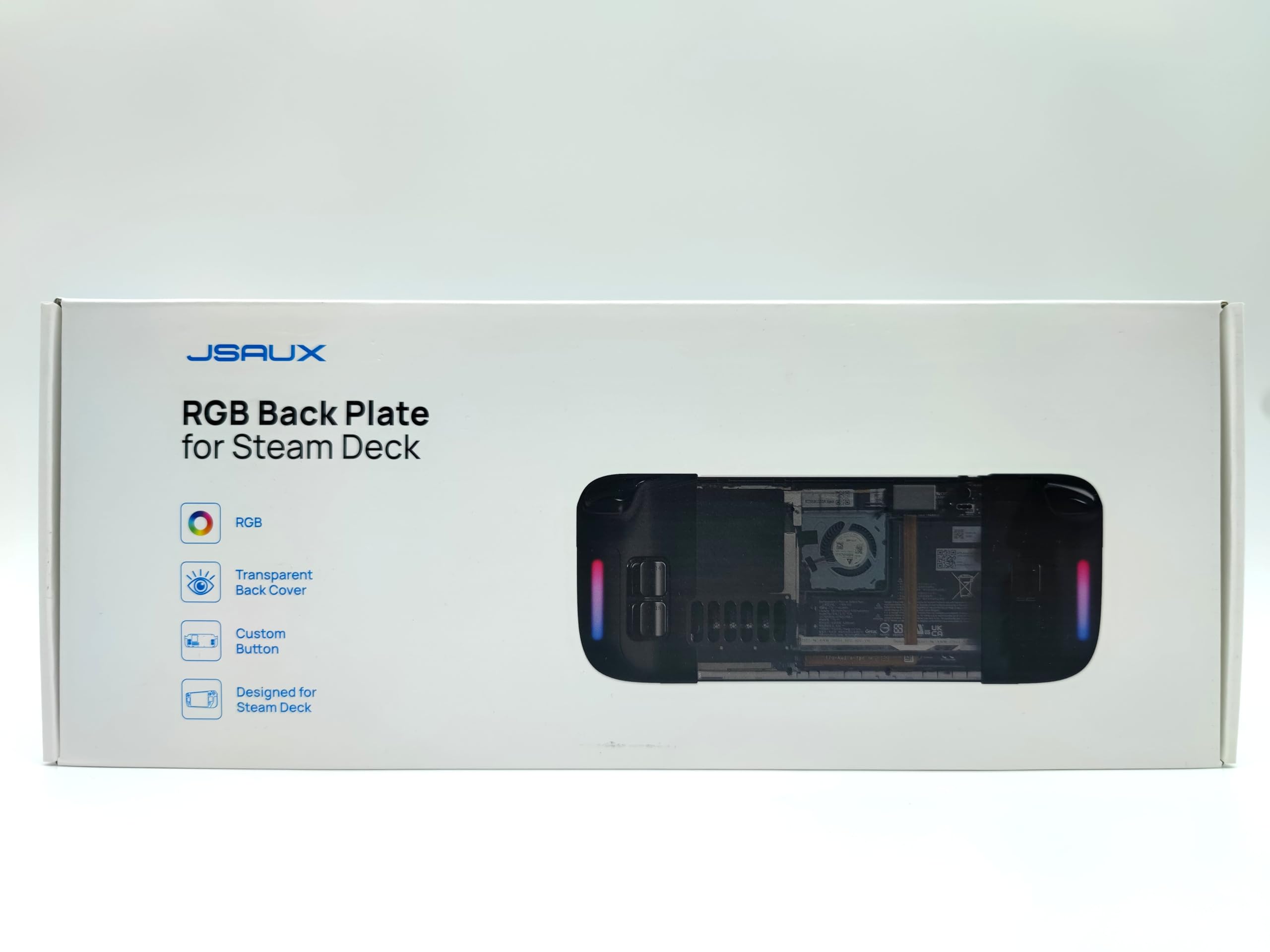 JSAUX Transparent Back Plate RGB Compatible with Steam Deck LCD, DIY Clear Edition Replacement Shell Case Compatible with Steam Deck LCD - PC0106 RGB Version [Crystal]