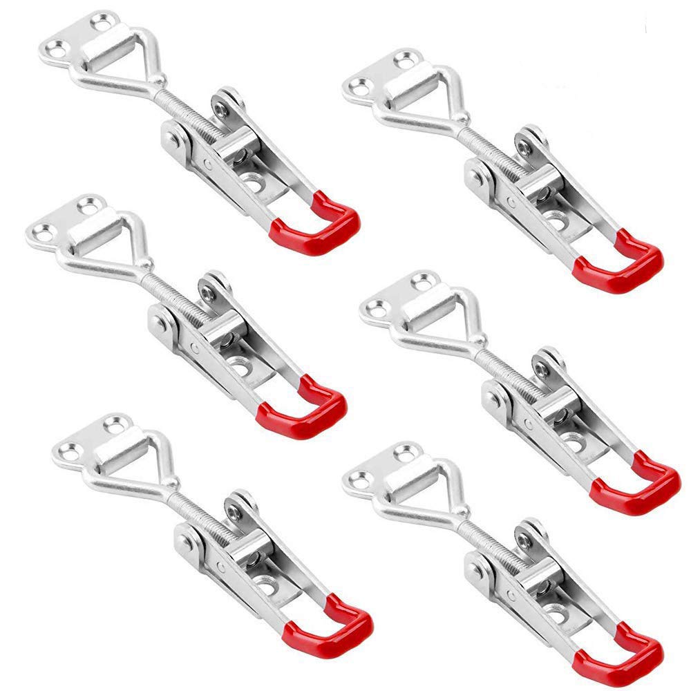 Gasea 6 Packs Adjustable Toggle Clamps, 100KG/220lbs Holding Capacity Quick Release Latch Catches, Heavy Duty Hasp Clamps for Case, Box, Trunk, Cabinet, Tool Fixtures