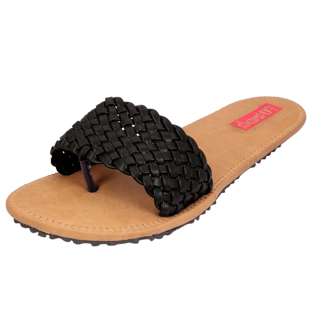 footrendz women's faux leather attractive knitted flats