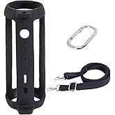 co2CREA Soft Silicone Case Replacement for JBL Flip 6 Portable Bluetooth Speaker (Black Case)