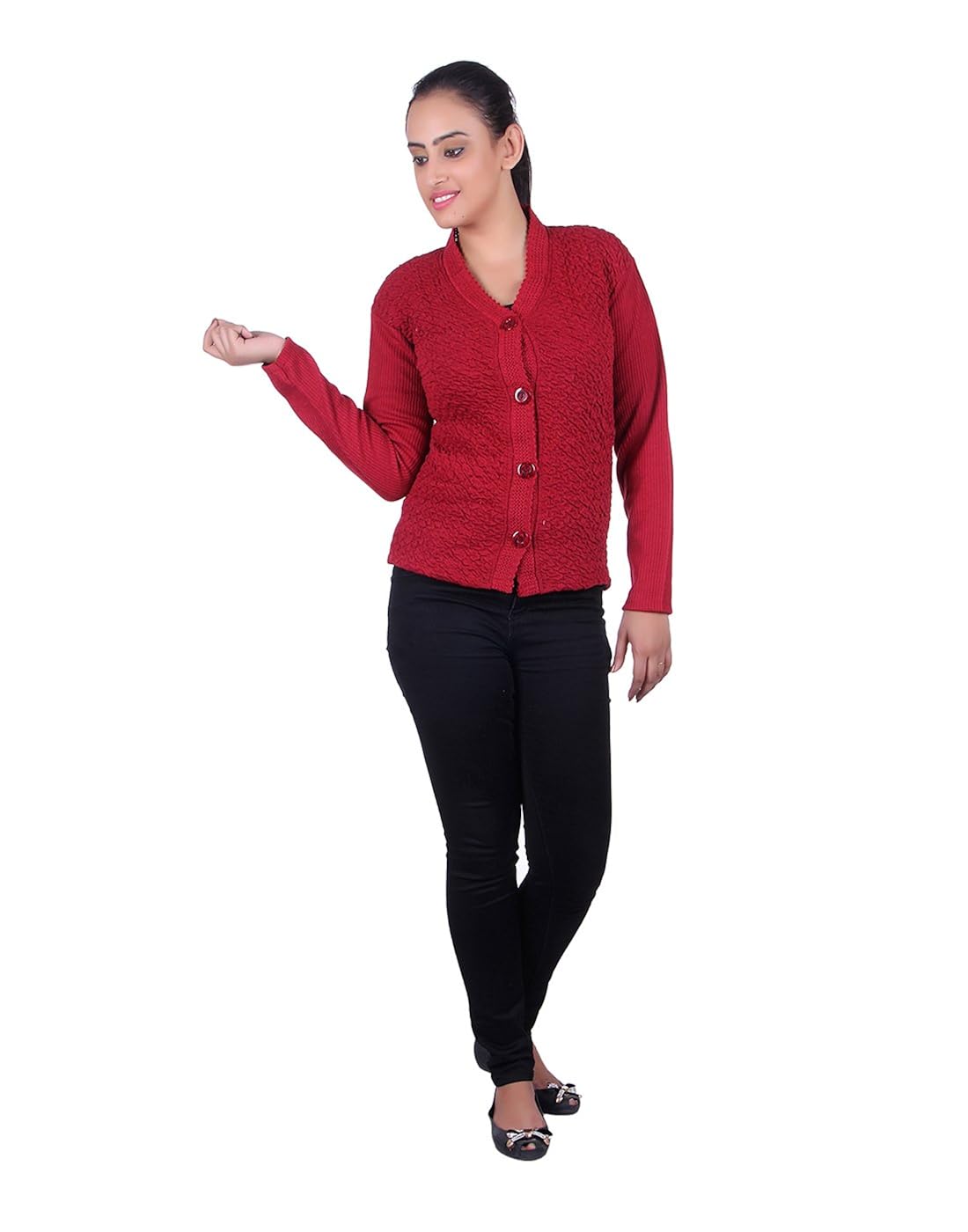 ewools women ladies girls winter wear woolen button top cardigans sweaters (lycra cardigans)