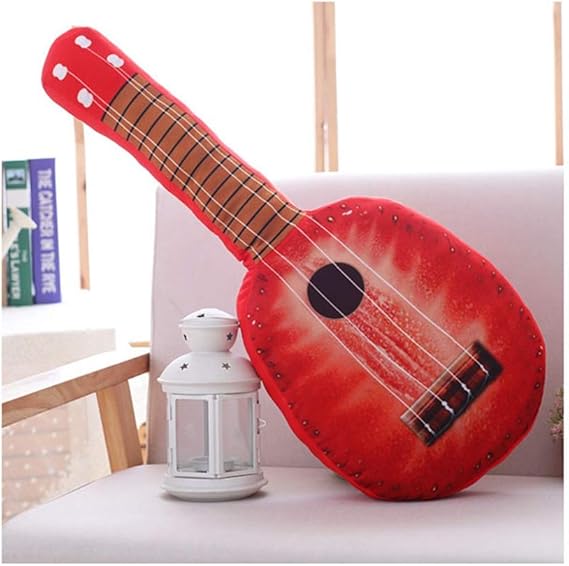 AYUNYUN - Almohada de Fruta con Forma de Guitarra 3D, Rojo, (Red