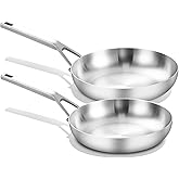 Yeksum Tri-Ply Stainless Steel Frying Pan Set, 8 Inch and 10Inch, Skillet set, Durable, Cooking Pan 8" 10", Induction Ready Egg Pan, Compatible with All Cooktops Up to 600℉