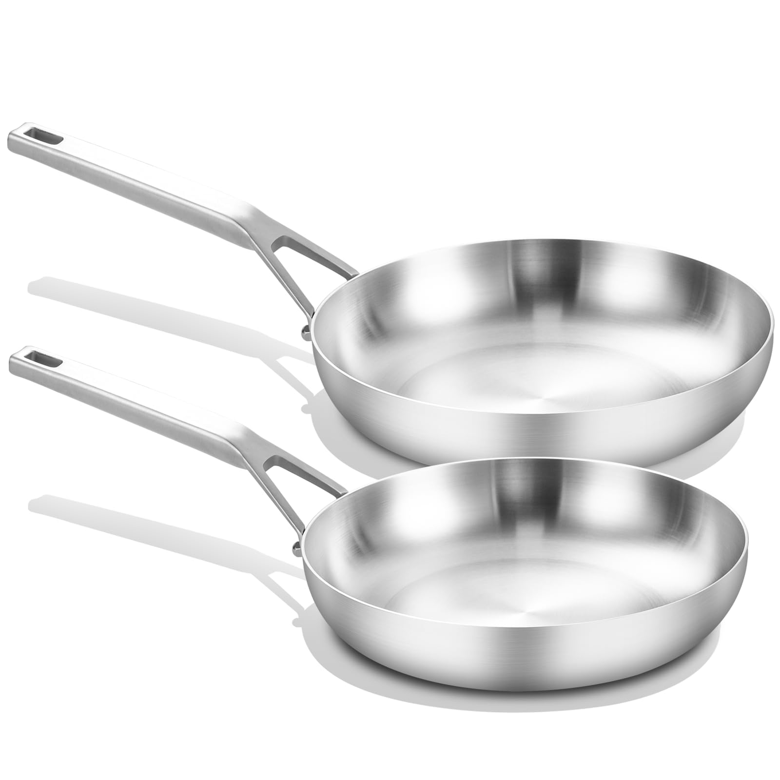 Photo 1 of Yeksum Tri-Ply Stainless Steel Frying Pan Set, 8 Inch and 10Inch, Skillet set, Durable, Cooking Pan 8" 10", Induction Ready Egg Pan, Compatible with All Cooktops Up to 600?