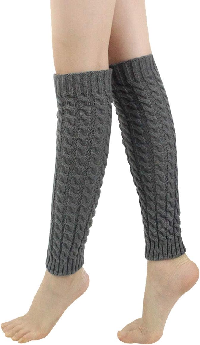 Womens 80s Ribbed Leg Warmers - Juniors 80s Eighty's Knitted Crochet Long Sock Yoga Sport Ballet Accessories
