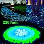Homder 220pcs Glow in the Dark Garden Pebbles for Walkways & Decor and Plants in Blue & Green & White