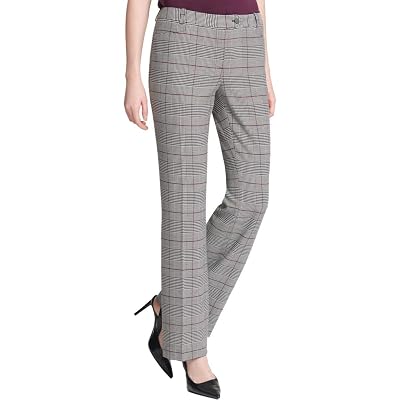 Calvin Klein Women's Pull On Stretch Cropped Glen Plaid Pants Gray Size Medium