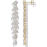 PAVOI 14K Gold Plated Cubic Zirconia Dangle Earrings for Women - Crystal Long Bridal Drop Earrings - Hypoallergenic Simulated Diamond Drop Dangle Wedding Jewelry for Brides and Bridesmaid