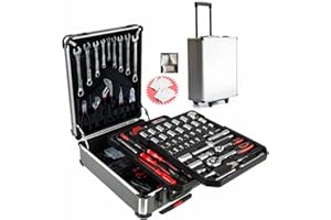 FLZOSPER 799-Piece Sturdy Tool Set with Rolling Wheels Aluminum Trolley Case, General Household Tool Kit, Auto Repair Tool Se