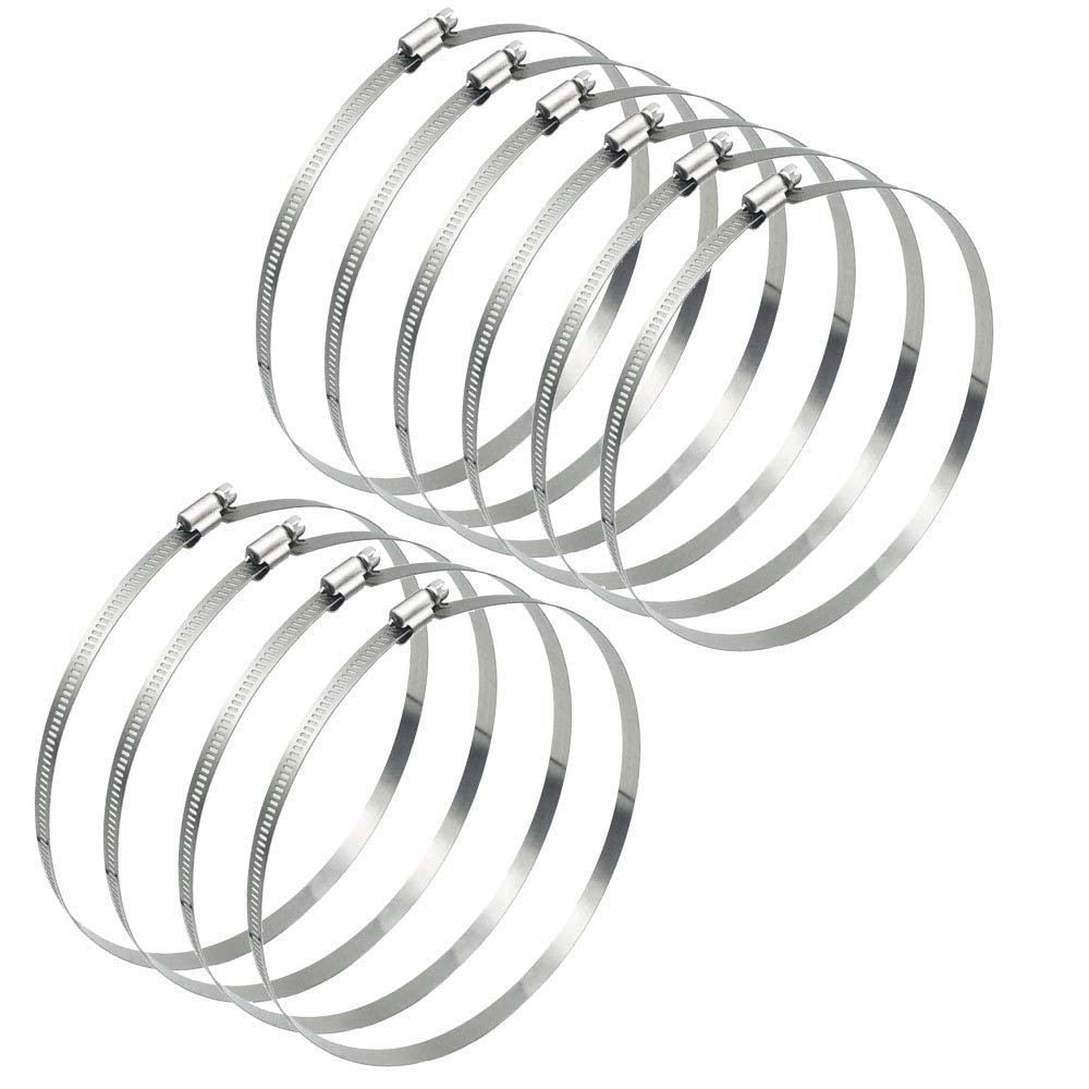 POFET 10 Pack Strong HoseHoop Fire Pipe Fixed Clamp, Adjustable Stainless Steel Water Pipe Hose Clamp, Wire Pole Fastening Pipe Hoop Cinch Clamps（155-178mm)