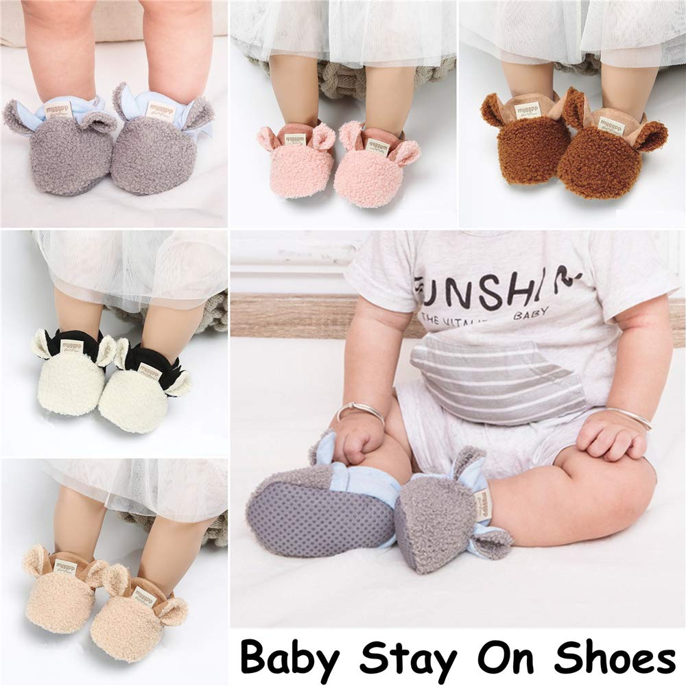 LAFEGEN Baby Booties for Boys Girls with Soft Lining Non Slip Gripper Newborn Infant Slipper Socks Toddler First Walker Crib Shoes 0-18 Months