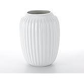 White Ceramic Flower Vase,Textured Modern,Minimalist Floral, for Table, Mantel, Bookshelf,Kitchen Counter and Entrance Decoration (8 inch)
