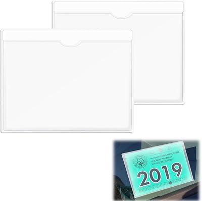 Siqian Parking Permit Holder 2 Pack Windscreen Car Card Holder PVC 10x10cm