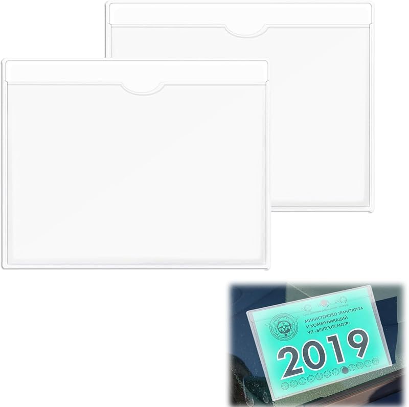 Siqian Parking Permit Holder 2 Pack Windscreen Car Card Holder PVC 10x10cm