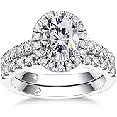 AnuClub Radiant/Oval Moissanite Engagement Ring Set, D Color VVS1, 925 Sterling Silver Promise Anniversary Ring for Women, Elegant Gift Packed