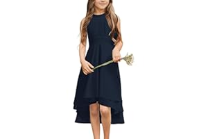 Galawaqe Chiffon Flowy Dresses Flower Girls Asymmetrical with Ruffles Sleveless Swing Party Gowns A-Line Dress…
