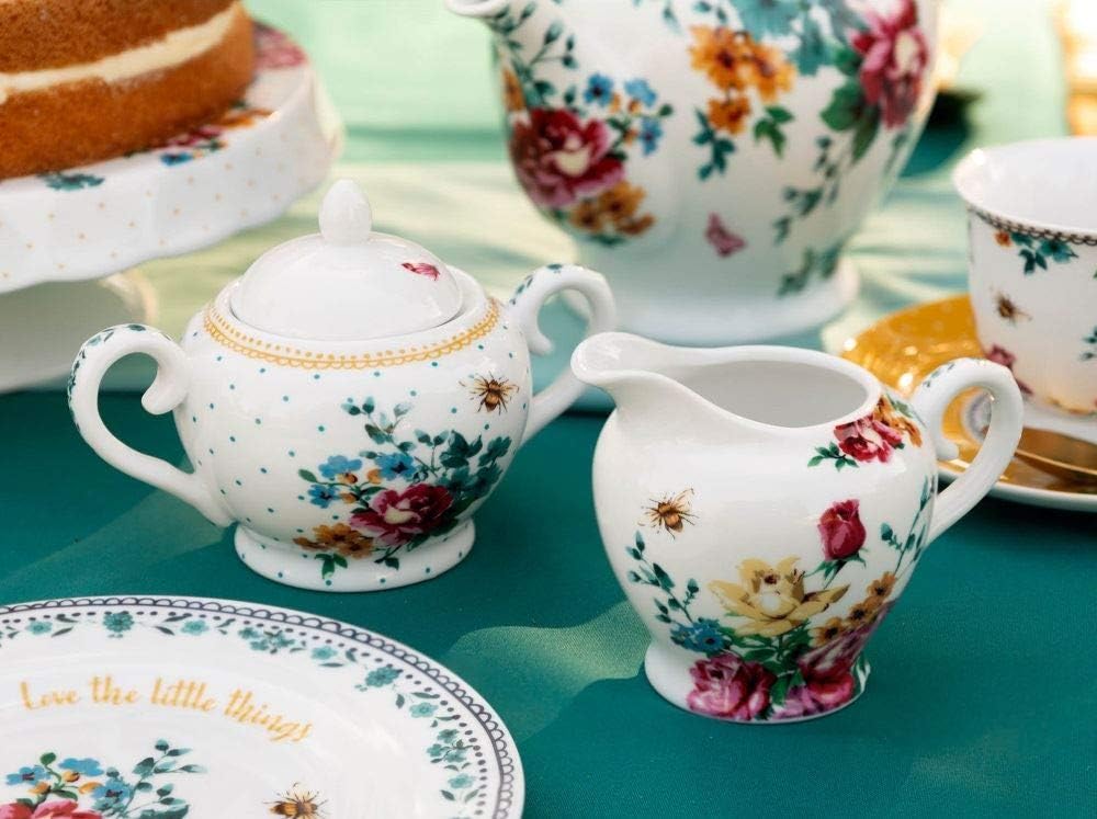 Katie Alice Bohemian Spirit Sugar Bowl and Creamer Jug, Porcelain, White, 2-Piece Set, 2 Piece Set - Image 4
