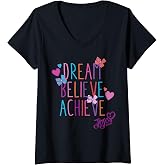 Womens Nickelodeon JoJo Siwa Dream Believe Achieve V-Neck T-Shirt