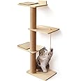 Yehnna Cat Scratching Activity Tree Cat Climbing Tall, Wall Mounted Cat Climbing Tower 4 Tier, Natural Sisal Rope Cat Scratching Post, Large