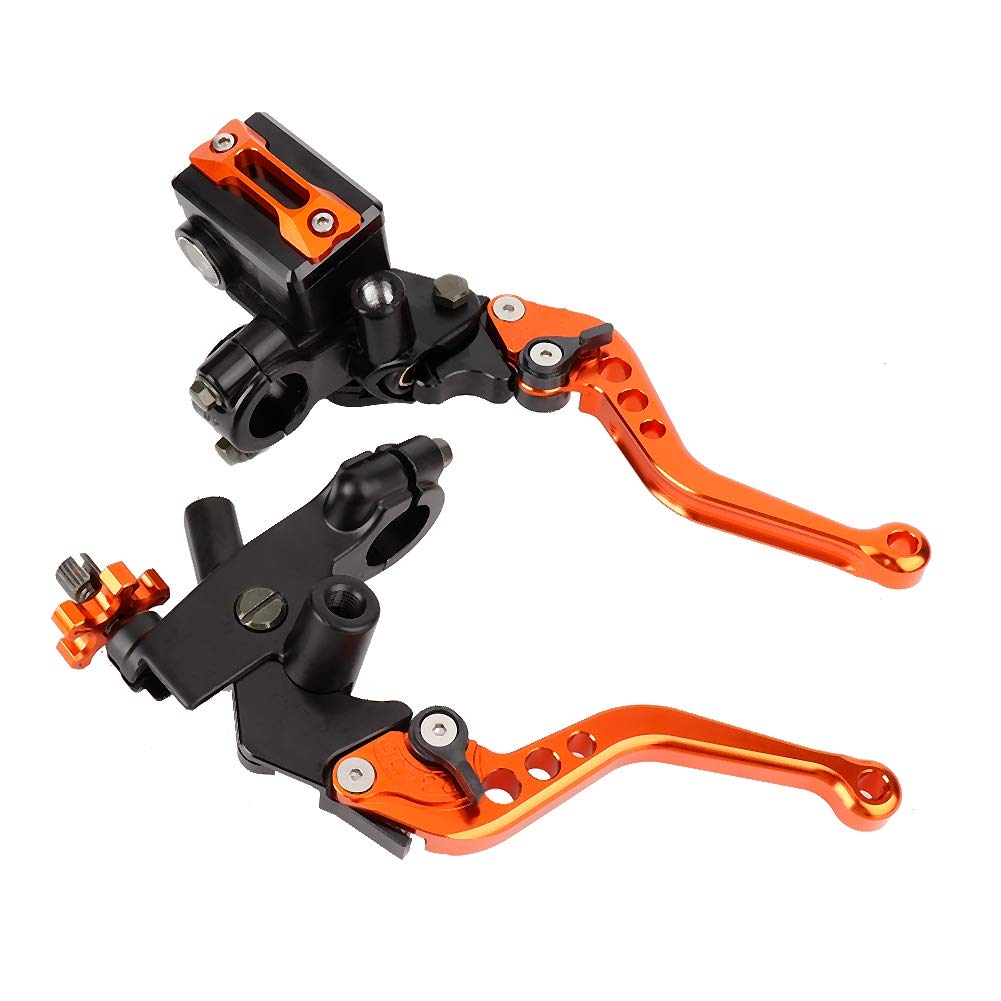 EVGATSAUTO Brake Clutch Master 1 Pair 7/8"(22mm) Universal Motorcycle Cylinder Reservoir Levers(Orange)