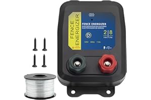 FBULWSEC Electric Fence Energizer with 17 Gauge Aluminum Wire, 2-Mile/ 8 Acres Electric Fence Charger, Livestock Fence Charger for Preventing Raccoons, Squirrels, Chicken Coops, Skunks intruding 0.1 Joule