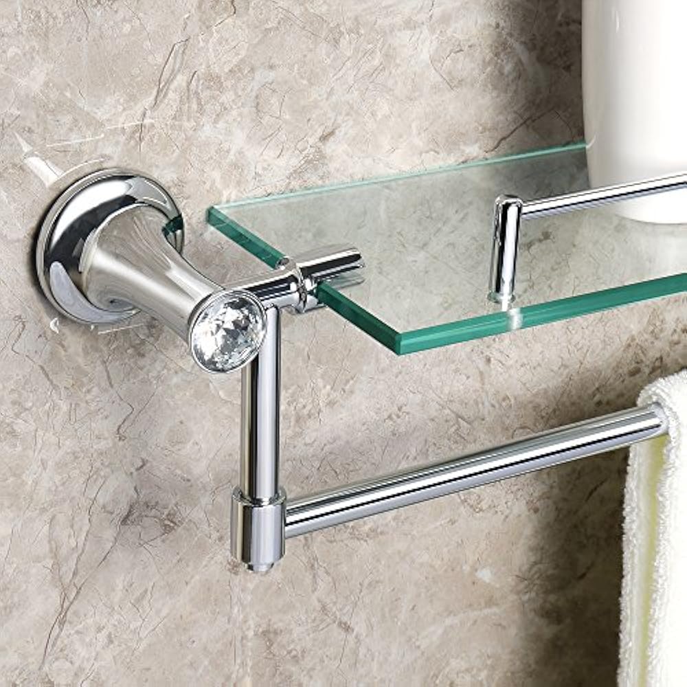 Alise GY8000 Glass Shelf Bathroom Shelves With Towel Bar Wall Mount