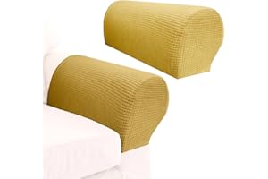 Yogsey Stretch Couch Arm Covers - Breathable Armrest Covers for Sofas and Chairs, Scratch-Resistant, Protect and Decorate Your Sofa (Beige)